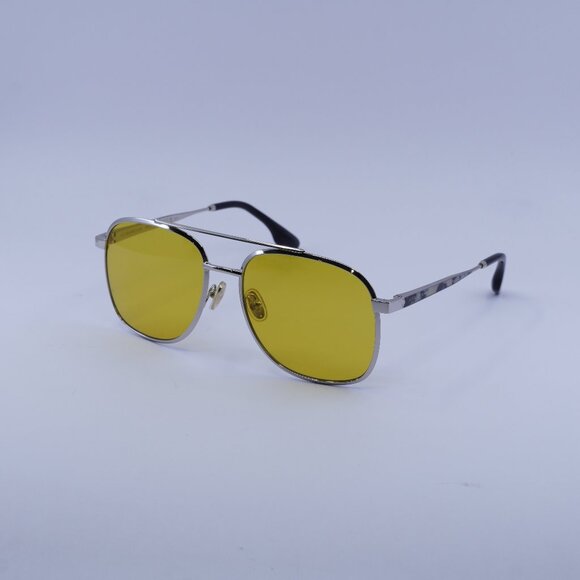 Victoria Beckham VB233S 040 Sunglasses Silver Square Frame, Golden Brown Lenses - Picture 1 of 11